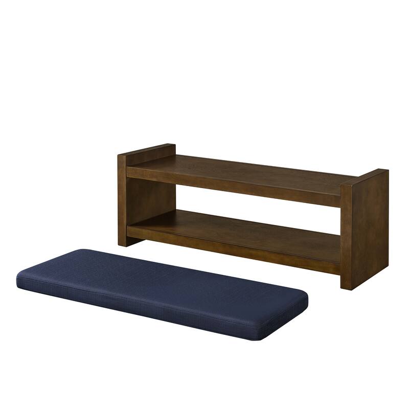 Homy Casa 47" / 40" Accent Bench with Storage, Padded Seating & Lower Shelf Shoe Rack
