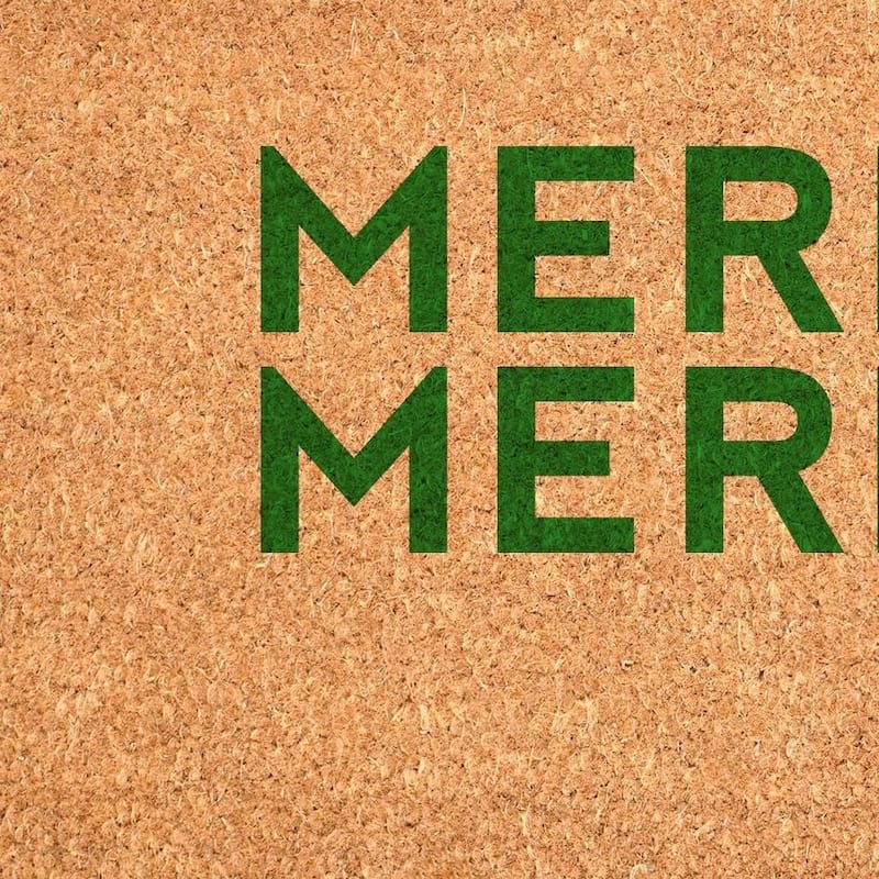 HomeRoots 17" X 29" Brown And Green Christmas Outdoor Coir Door Mat - 17.00' X '29.00