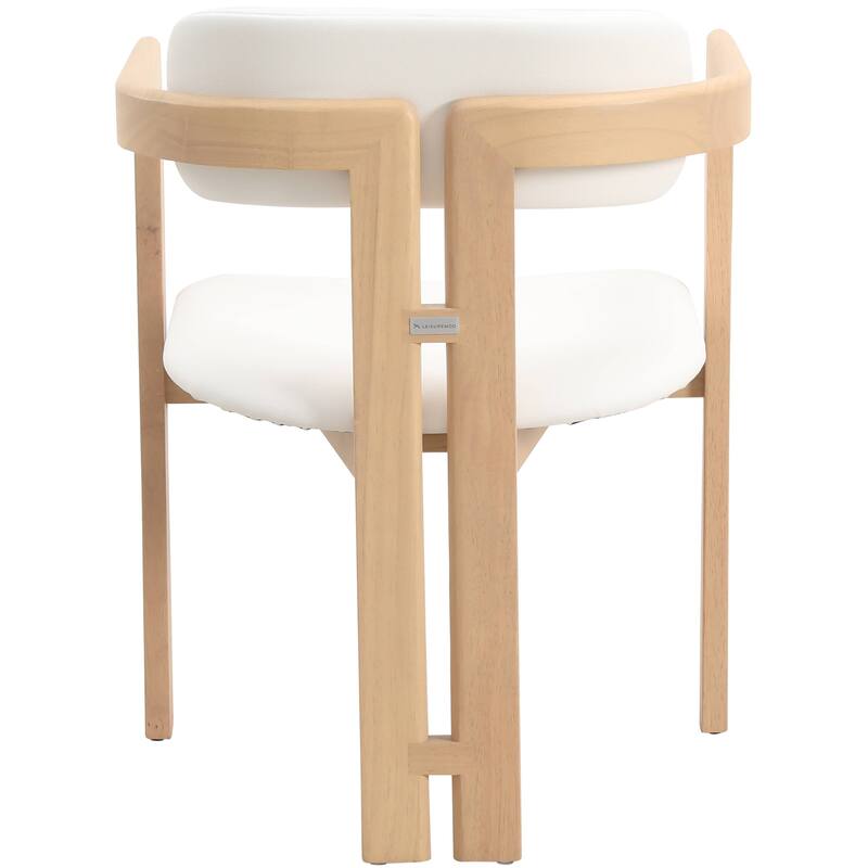 Dining Chairs Upholstered Leather Seats in Rubberwood Set of 2 Arm Chairs Open Back Design