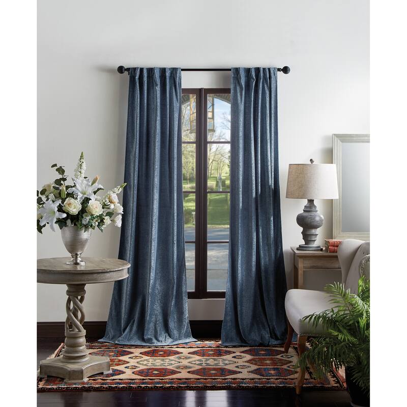 Martha Stewart Naples Chenille Solid Curtains - Panel Pair or Valance - 84-in - Navy