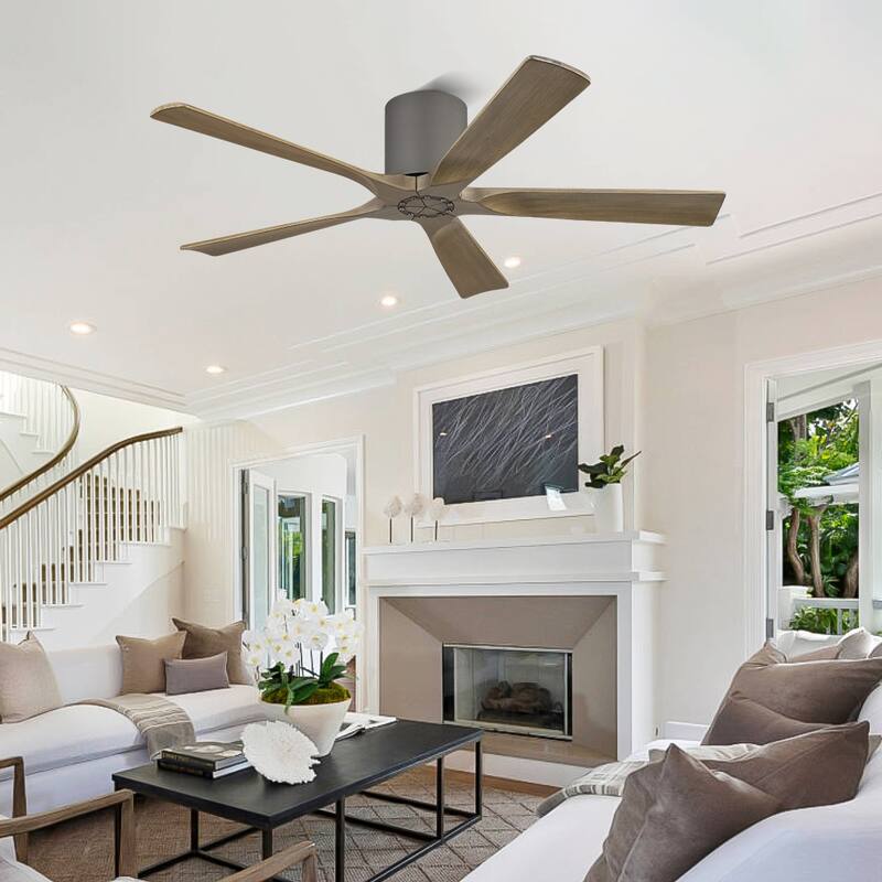 MLiAN 52 In. 5 Solid Wood Blades Indoor Ceiling Fan with Remote - 52 inch - Charcoal Gray