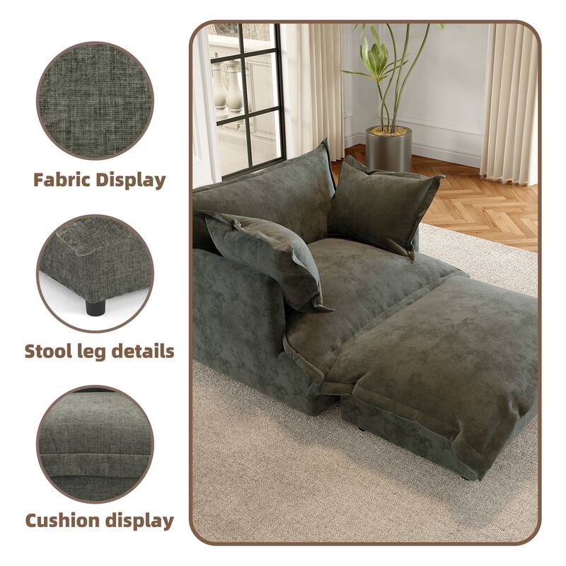 Modern Cloud Chaise Longue Accent Chair with Ottoman set