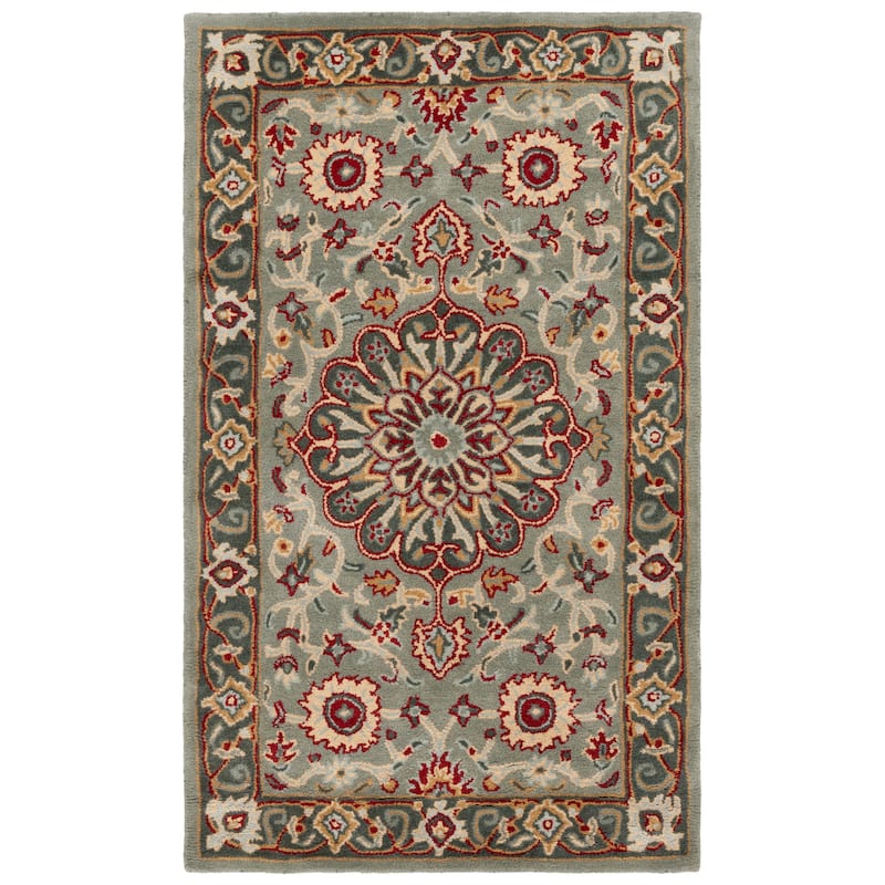 SAFAVIEH Handmade Heritage Leaf Stamp Traditional Wool Rug