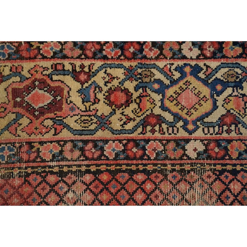 Hand Knotted Oriental 100% Wool Carpet Traditional Geometric Oranges & Rust Malayer Area Rug - 12' 8'' X 4' 9''