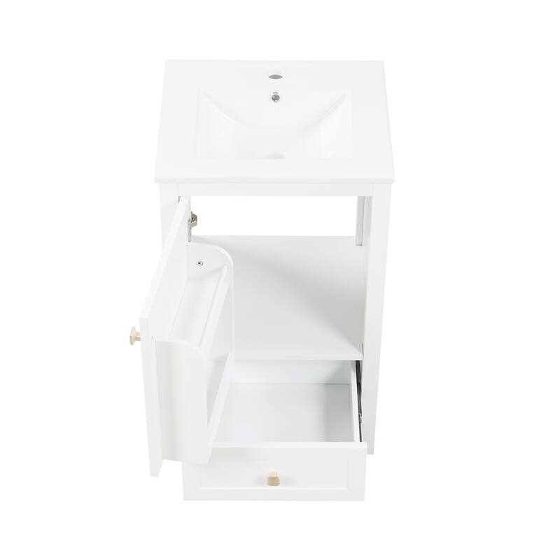 Roomfitters 20" Bathroom Vanity with Sink Cabinet with Soft Closing Door Drawer and Storage Rack