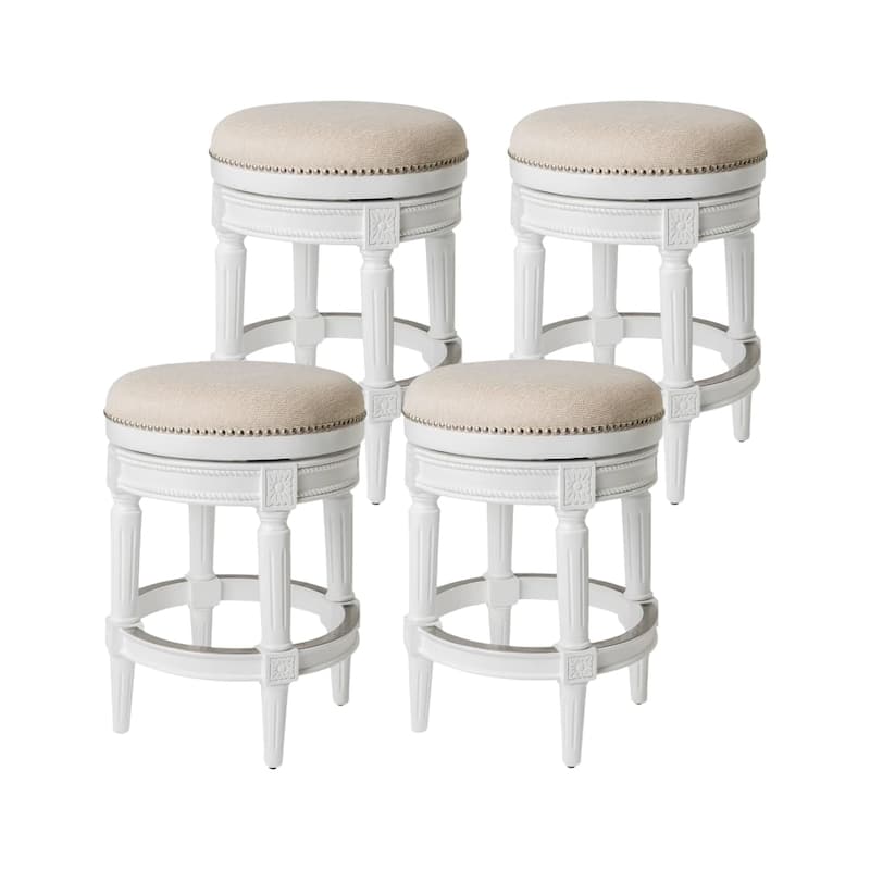 Maven Lane Pullman Backless Swivel Kitchen Stool - Set of 4 - Alabaster White - Counter Height