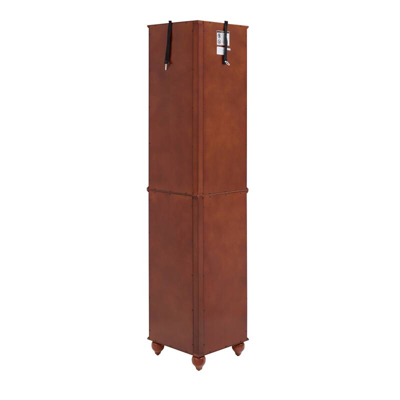 Lighted Corner Curio Cabinet, Wooden Accent Storage Cabinet, Display Cabinet with Tempered Glass Shelves & Mirrored Back