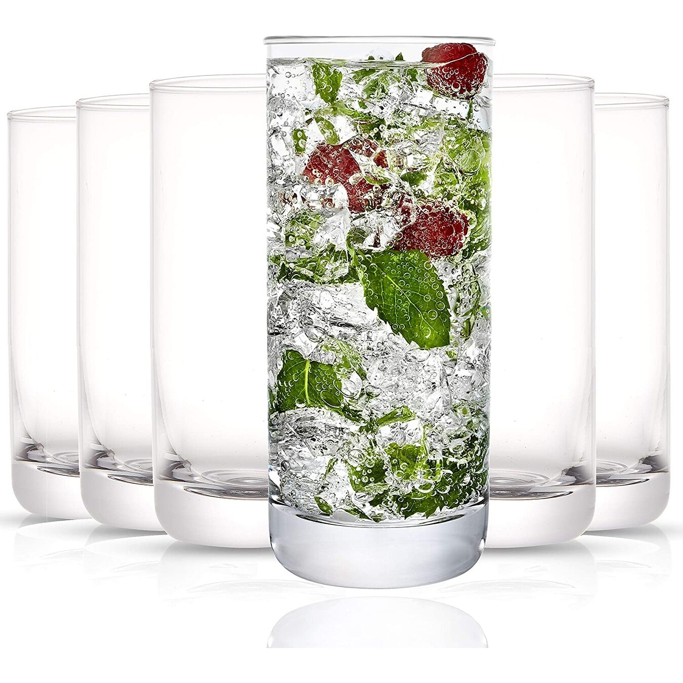 JoyJolt Faye 13 oz Highball Glasses Set of 6 Drinking Glasses