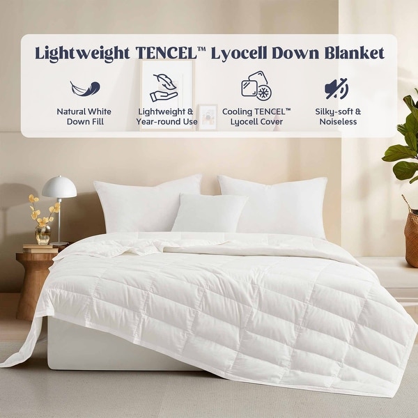 TENCEL Cooling Lightweight Down Blanket, Breathable Cool Touch Silky Soft & Smooth Lyocell Fabric
