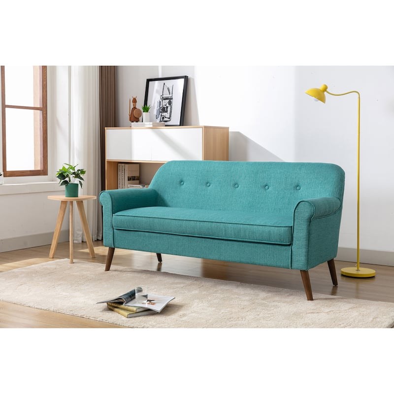 Porthos Home Ruth Loveseat Small Sofa Couch, Fabric, Rubberwood
