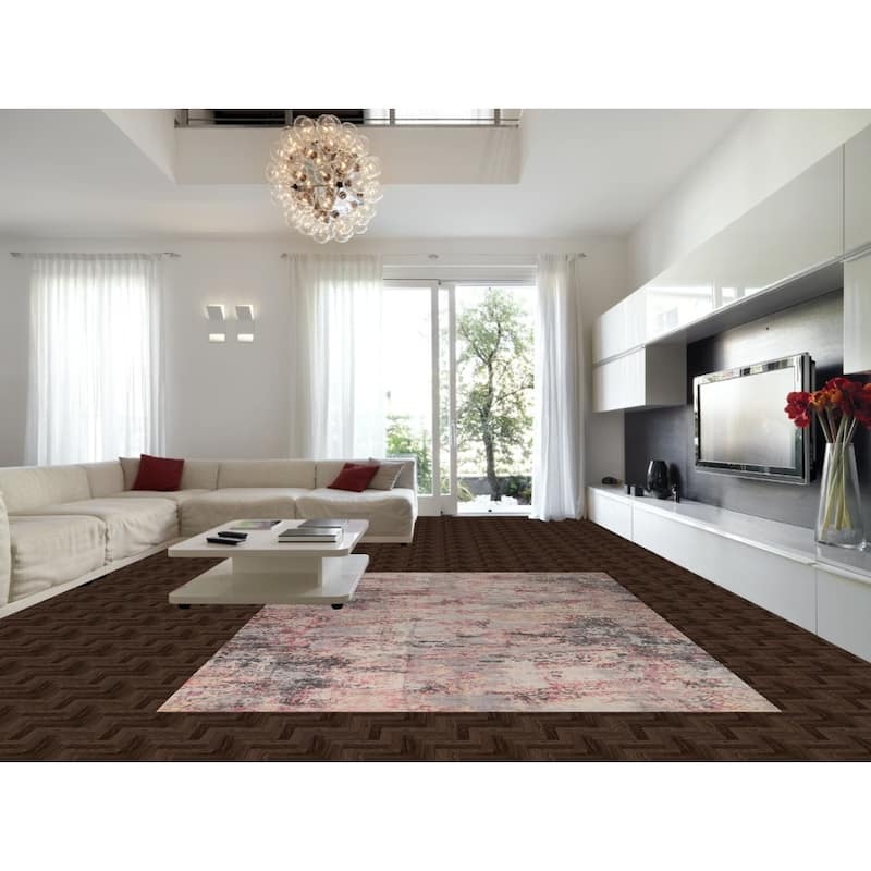 Contemporary Abstract Indian Area Rug Hand-Knotted Wool Carpet - 9'0"x 11'10"