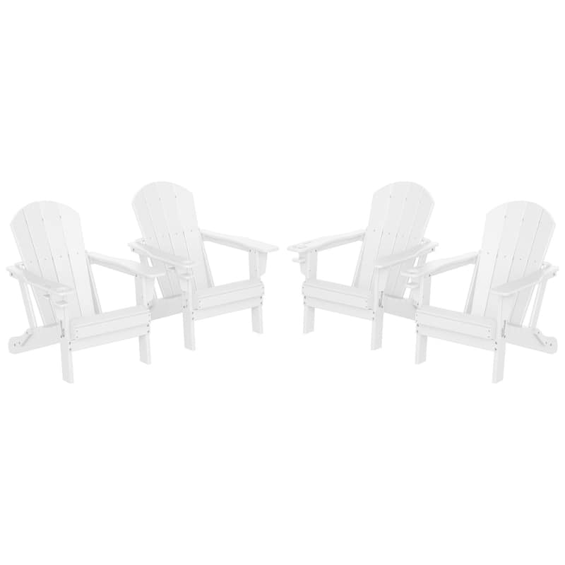 Polytrends Alvaro Outdoor Adirondack Chair with Cup Holder (Set of 4) - White