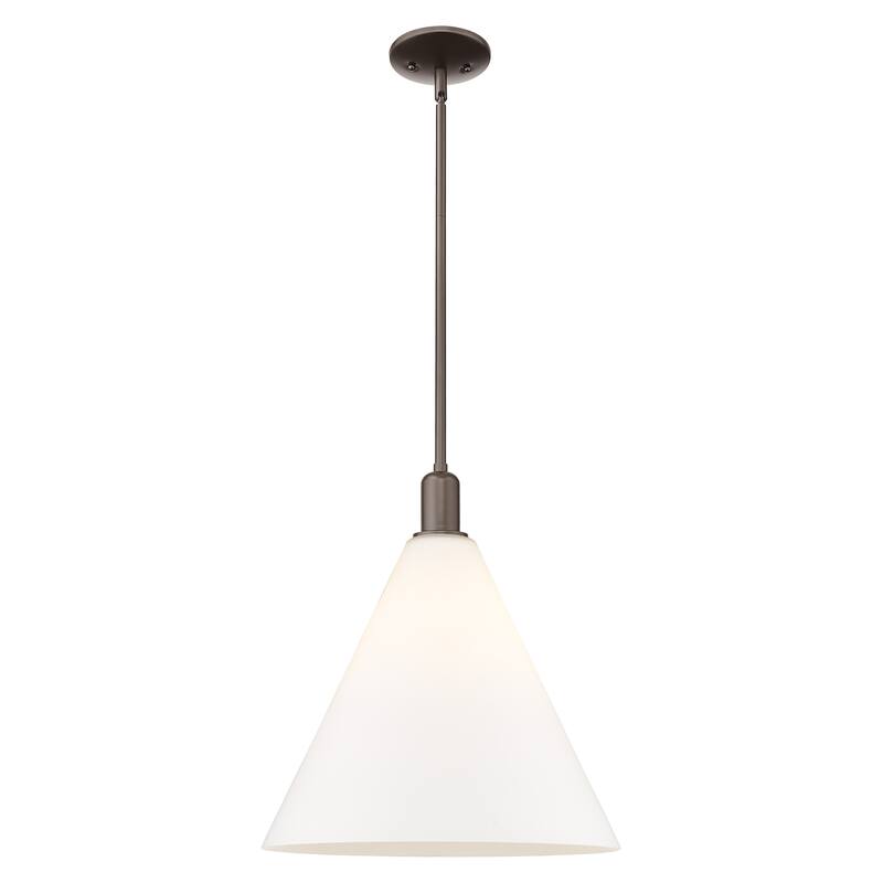 Innovations Lighting Endless Possibilities Arcadia - Berkshire Glass - 1 Light 16" Stem Hung Mini Pendant - Oil Rubbed Bronze/Matte White