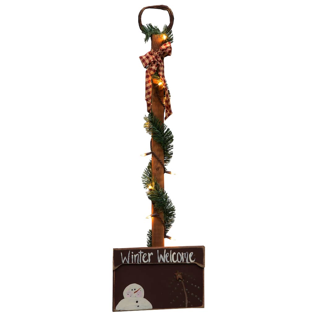 Winter Farmhouse Decorative Snow Shovel with Lights
