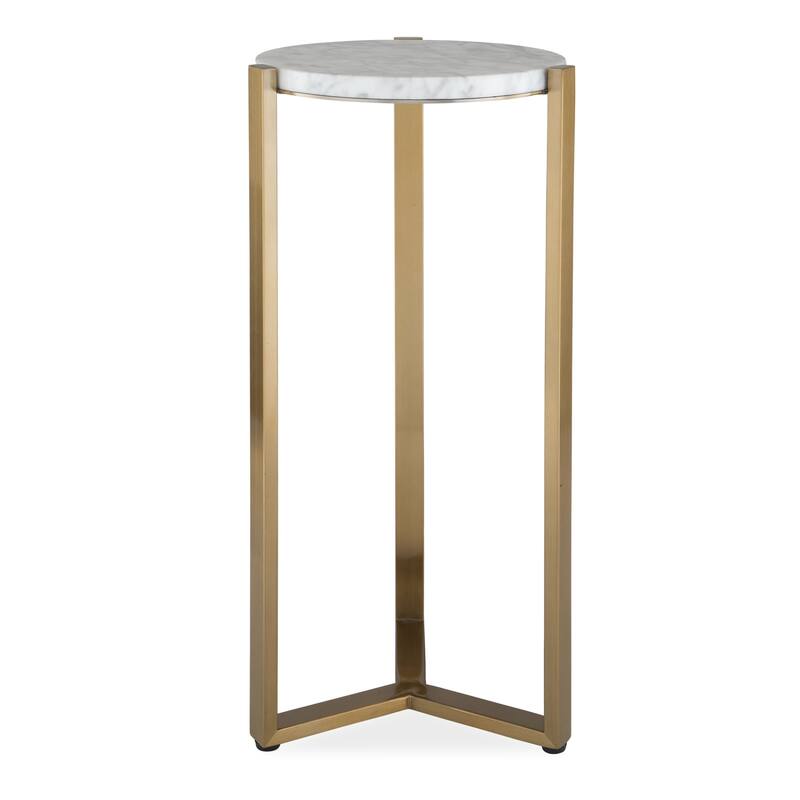 Marble Drink Table - 23" - Antique Brass Finish