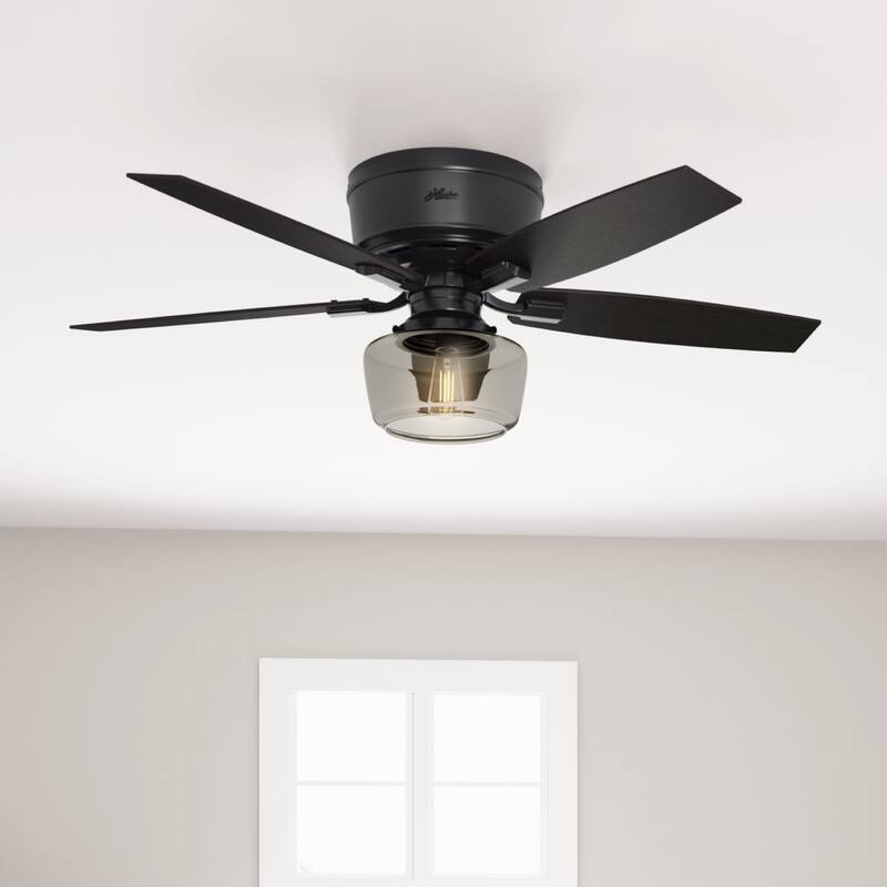 Hunter 52" Bennett Low Profile Ceiling Fan with Globe LED Light Kit and Handheld Remote - Matte black