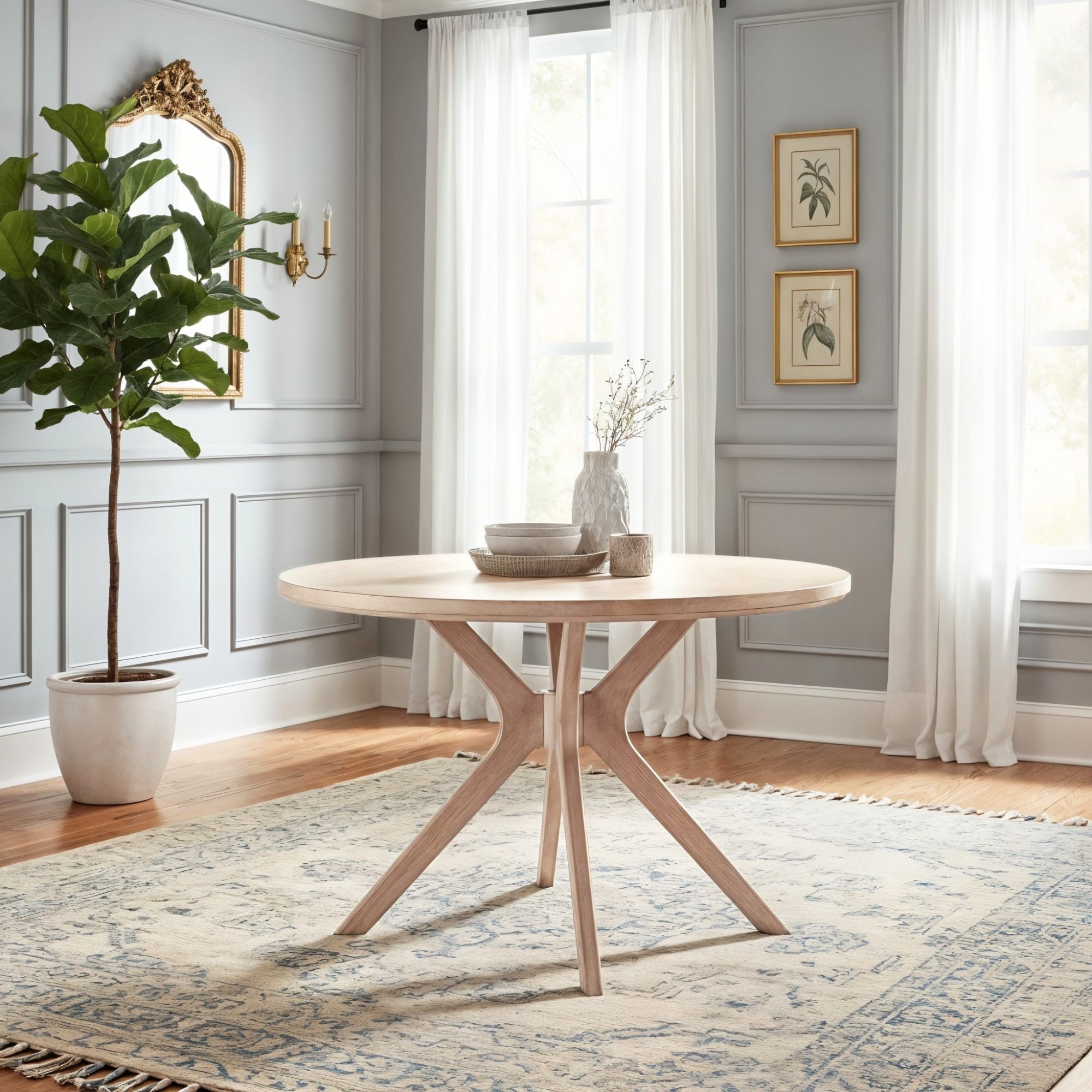 Sunset Living Furniture 47" Cross Leg Round Dining Table