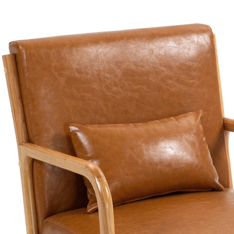 Mid-Century Modern Upholstered Accent Chair with Wood Frame