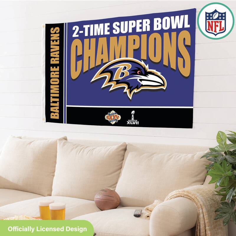 Baltimore Ravens Single Sided Flag w/ 2 Grommets, 3'x5'