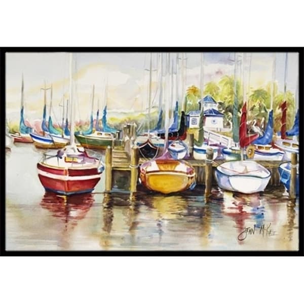 Carolines Treasures JMK1064JMAT Paradise Yacht Club Ii Sailboats Indoor & Outdoor Mat 24 x 36 in.