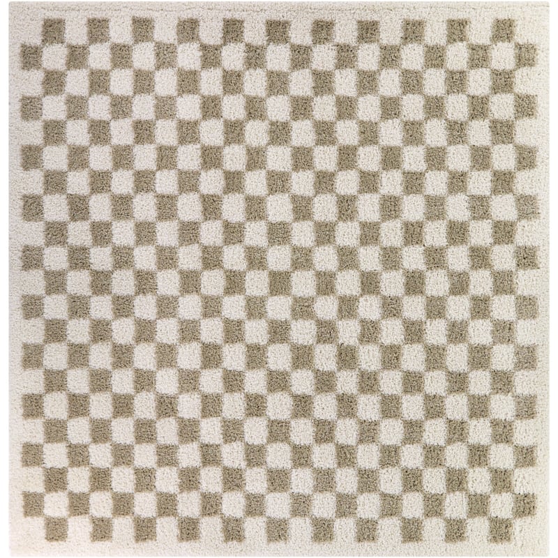 Covey Plush Checkered Thick Shag Area Rug