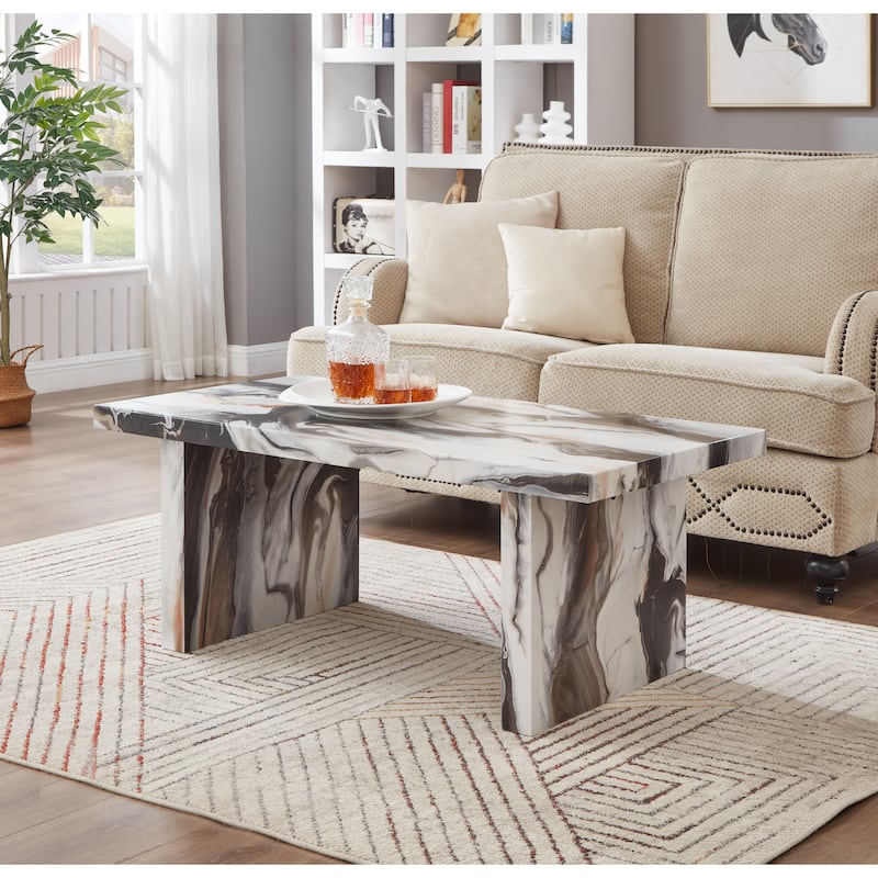 Roundhill Furniture Cavira 3-Piece Faux Marble Coffee Table Set