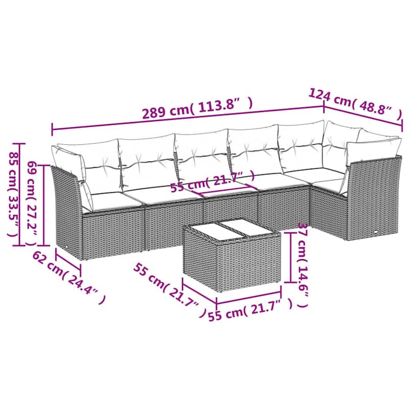 vidaXL 6 Piece Patio Sofa Set with Cushions Black Poly Rattan