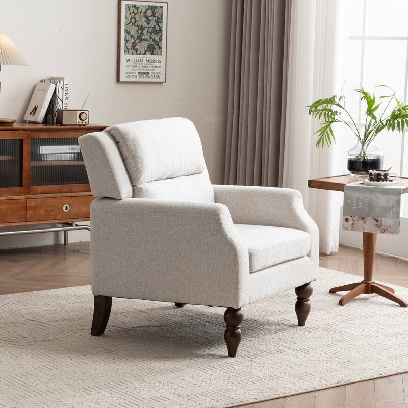 Upholstered Armchair With Wood Legs, Accent Chair