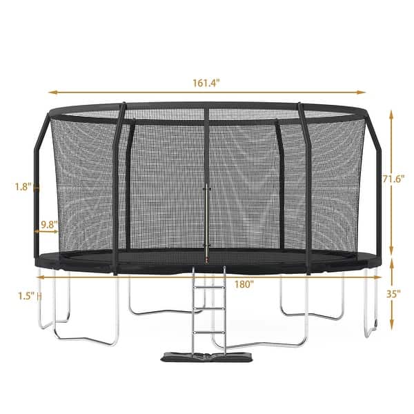 Outdoor 15FT Round Trampoline with Enclosure Backyard Jumping Surface