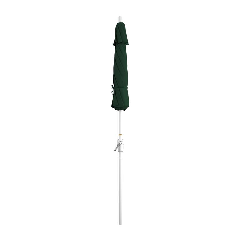 California Umbrella 7.5' Round Crank Lift, Push Button Tilt Aluminum Patio Umbrella, White Finish, Outdoor Rated Red Fabric