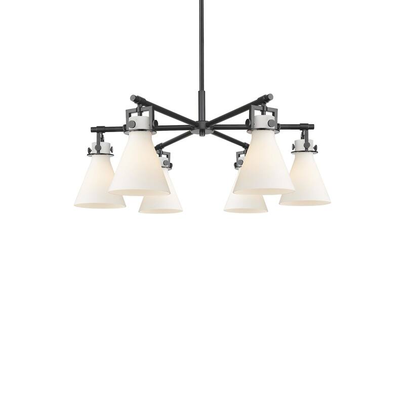Innovations Lighting 411-6CR-16-26 Newton Cone Chandelier Newton Cone - Matte Black / White
