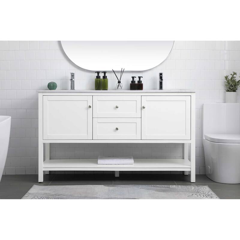 Elegant Lighting VF22260D Heath 60" Free Standing Double Basin Vanity