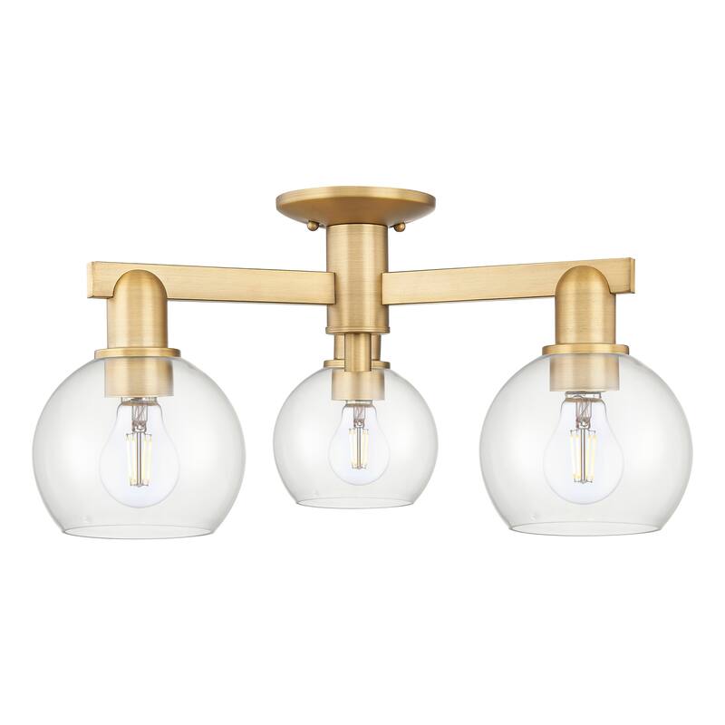 Innovations Lighting Endless Possibilities Arcadia - Athens - 3 Light 23" Semi-Flush Mount - Clear/Brushed Brass