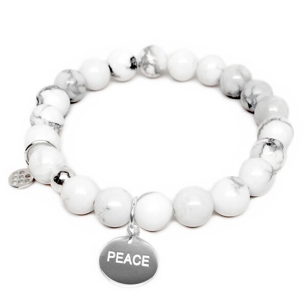 White Howlite Peace Silver Charm Lucy 7" Bracelet