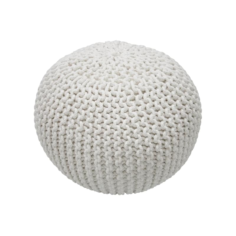 Nuloom Ling Round Knit Filled Ottoman Pouf - White