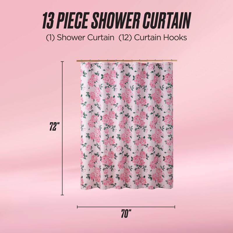 Juicy Couture 13-Piece Shower Curtain and Hooks Set