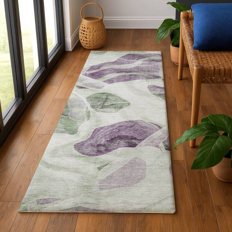 Premium Washable Super Soft Contemporary Jenna Mayfield Rug - Aloe - 2'3" x 7'6"