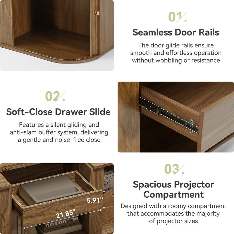 70" Mid-Century Modern Projector TV Stand, for TV or Ultra-Short Throw Projector - 70'' W × 15.7'' D × 23'' H