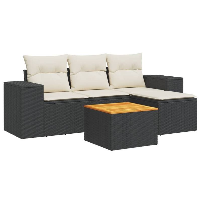vidaXL Patio Sofa Set with Cushions Outdoor Furniture 5 Piece Poly Rattan - 21.7 x 21.7 x 14.6