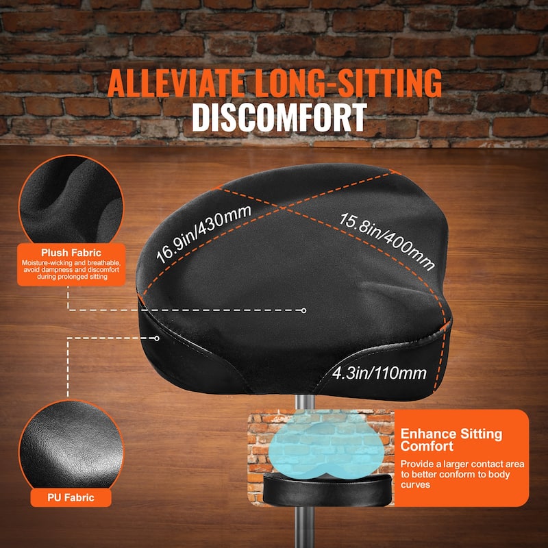 Drum Throne with Backrest ydraulic Saddle Padded Drum Stool Seat with Anti-Slip Feet Drumsticks