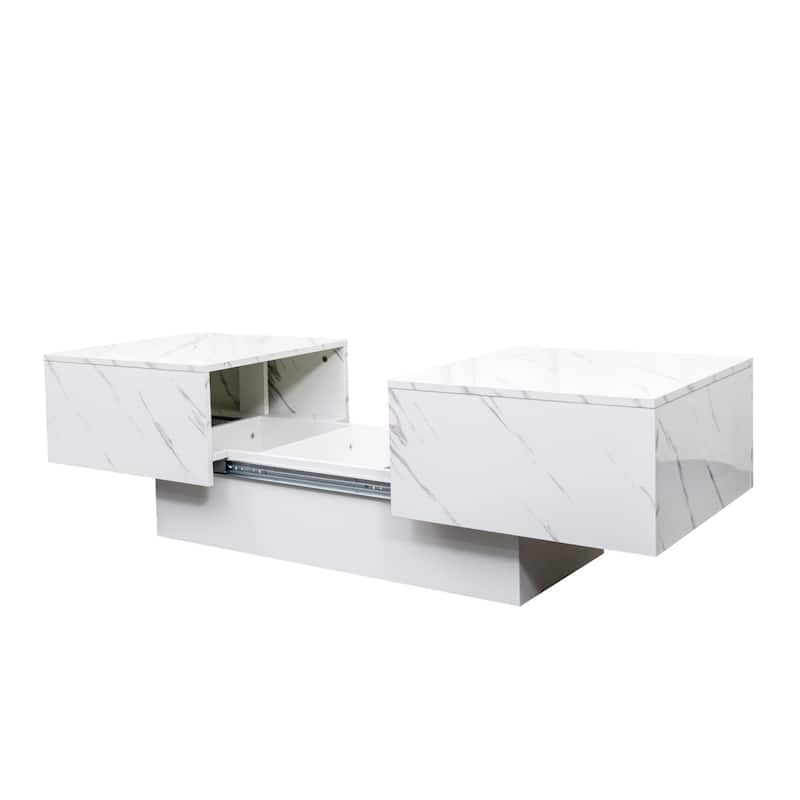 Extendable Wooden Hidden Storage Coffee Table with Sliding Tabletop