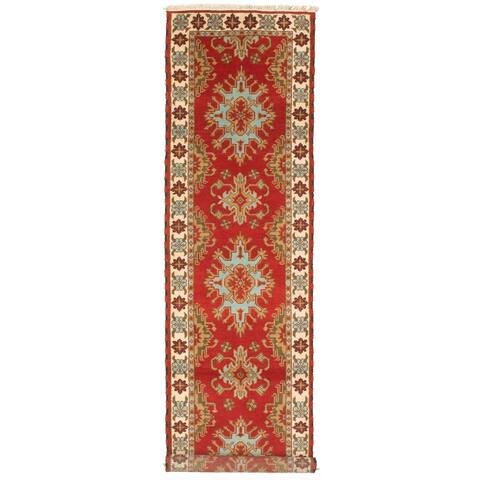ECARPETGALLERY Hand-knotted Royal Kazak Red Wool Rug - 2'9 x 10'6