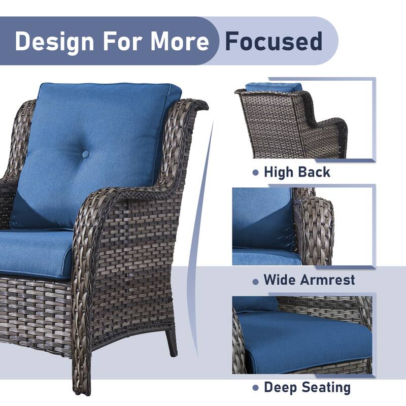 Outdoor Rectangular Fire Pit Table with 2 Patio Chairs