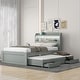 preview thumbnail 4 of 30, Twin XL/Full XL Size Platform Bed with LED Storage Headboard and Charging Station, Wood Bed Frame w/Twin Size Trundle &2 Drawers