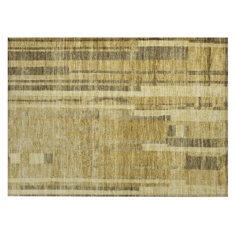 Machine Washable Indoor/ Outdoor Modern Stripes Chantille Rug