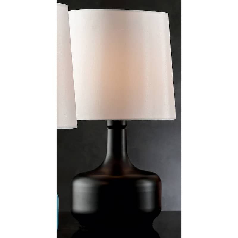 Metal Touch Table Lamp with White Linen Empire Shade - 10” x 10” x 17.25” (D x W x H)