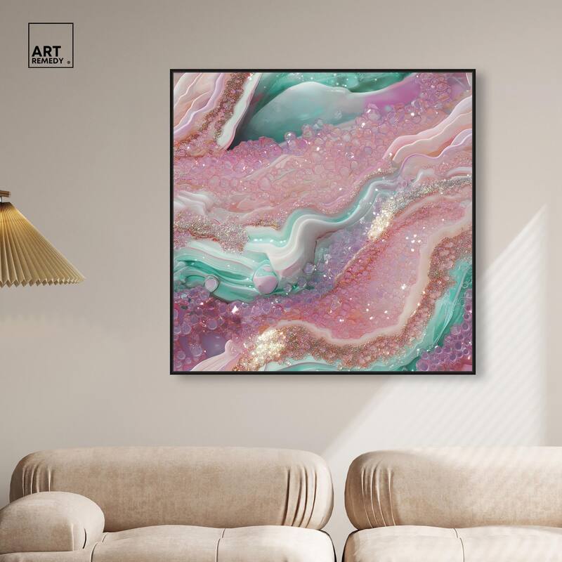 Pink and Mint Crystal III Canvas by Art Remedy