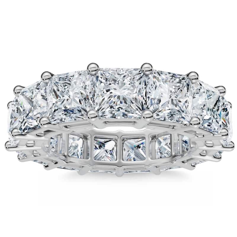 Bliss Diamond 8Ct Princess Cut Diamond Eternity Ring Gold Lab Grown 4.5mm Wide - 4 - White