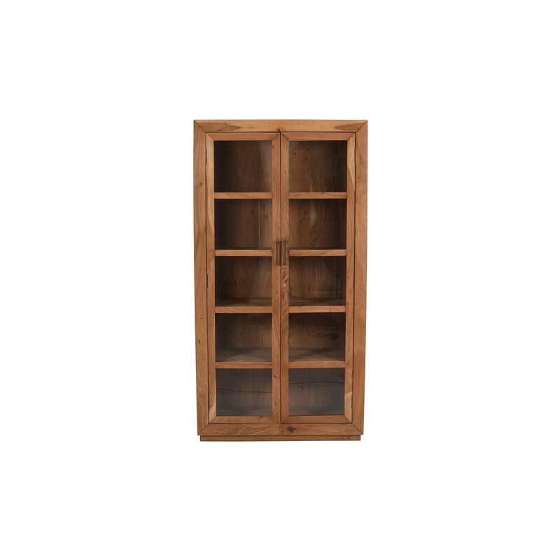 HomeRoots 80" Brown Solid Wood Display Stand With Two Doors