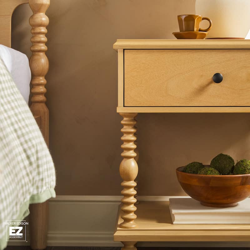 Walker Edison Easy Assembly Solid Wood 1-Drawer Nightstand